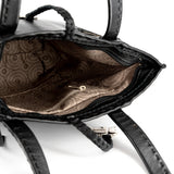Anesu : Ladies Leather Shopper Handbag in Black Cayak and Nero Rockafella