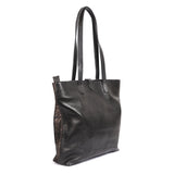 Awonke : Ladies Leather Shopper Handbag in Black Delta & Nero Rockafella