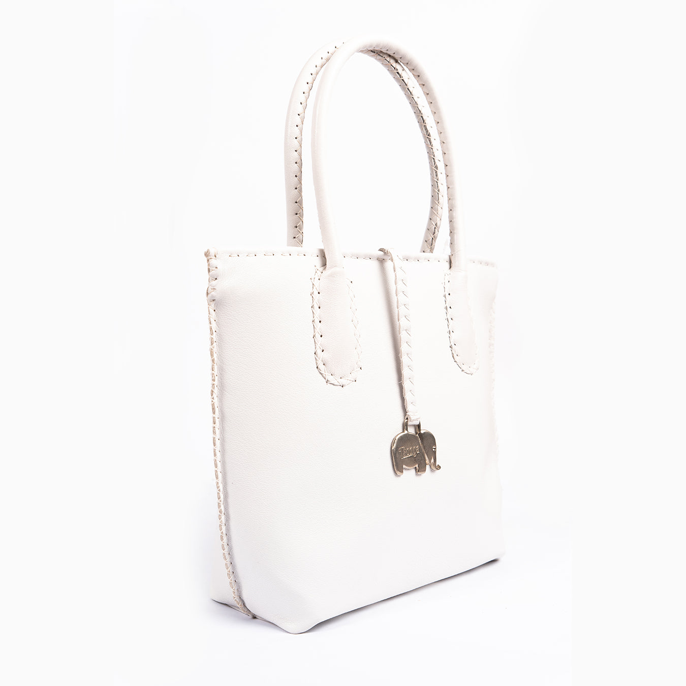 Azetha : Ladies Leather Shopper Handbag in White Cayak