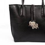 Azetha : Ladies Leather Shopper Handbag in Black Vintage