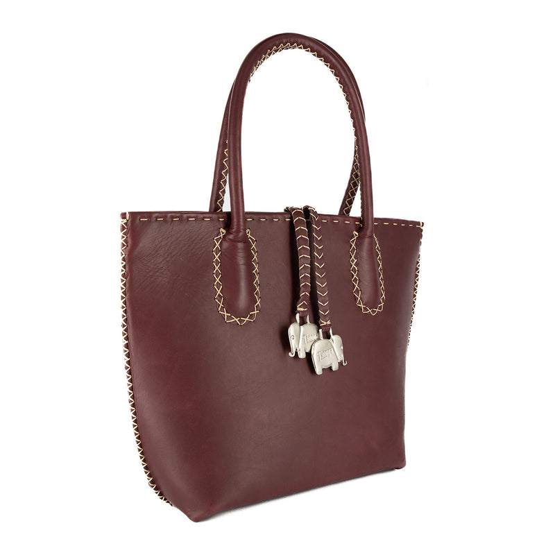 Azetha : Ladies Leather Shopper Handbag in Raisin Relaxa