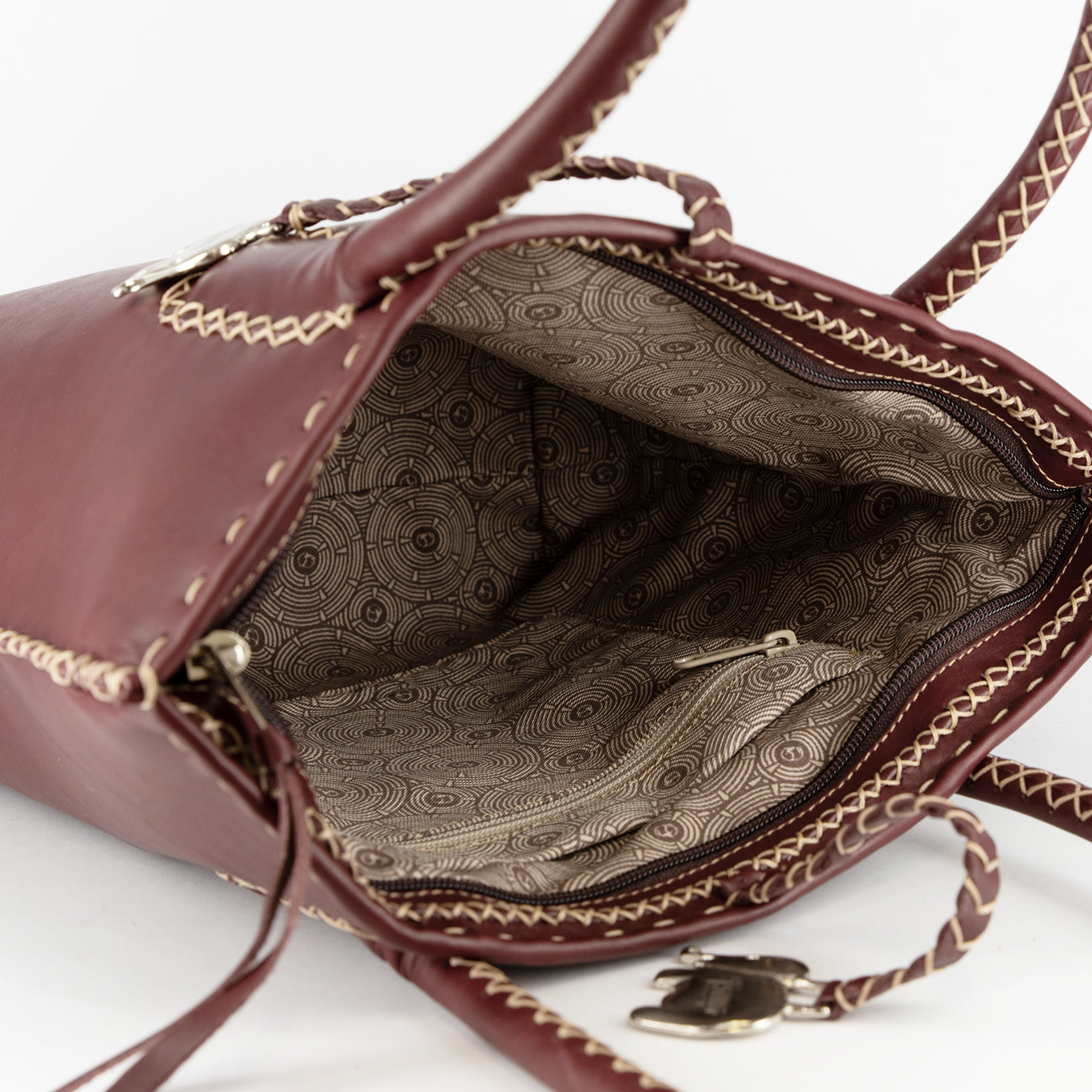 Azetha : Ladies Leather Shopper Handbag in Raisin Relaxa