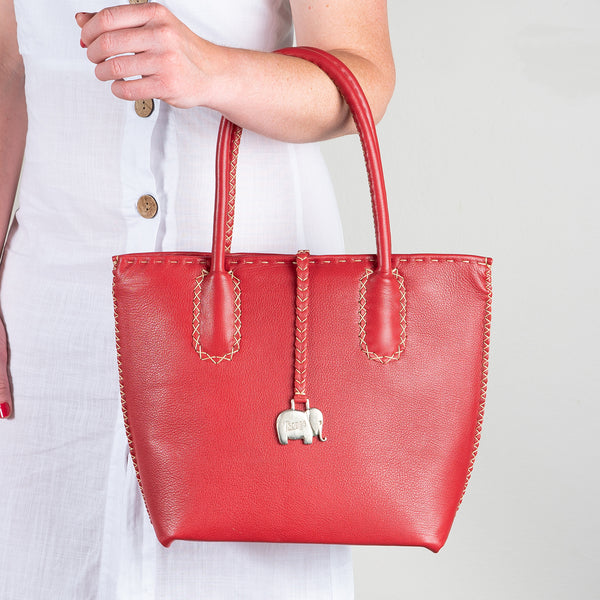 Azetha : Ladies Leather Shopper Handbag in Valentine Cayak