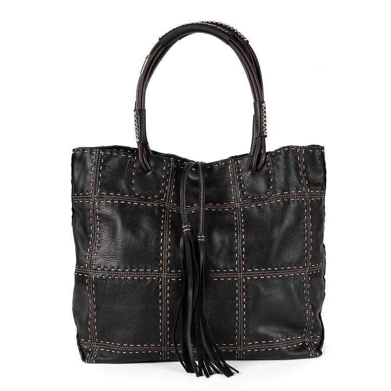 Jabulani : Ladies Leather Shopper Handbag in Black Delta