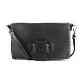 Liana : Ladies Leather Crossbody Handbag in Black Cayak