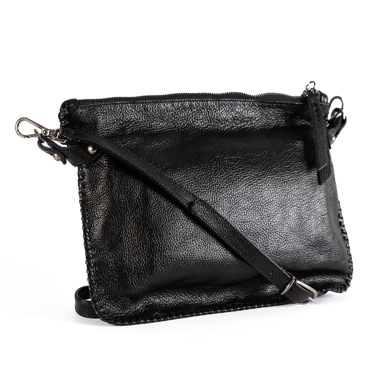 Maduva : Ladies Leather Crossbody Handbag in Spotted print & Black