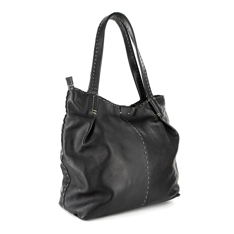 Novuka : Ladies Leather Handbag in Black Vintage