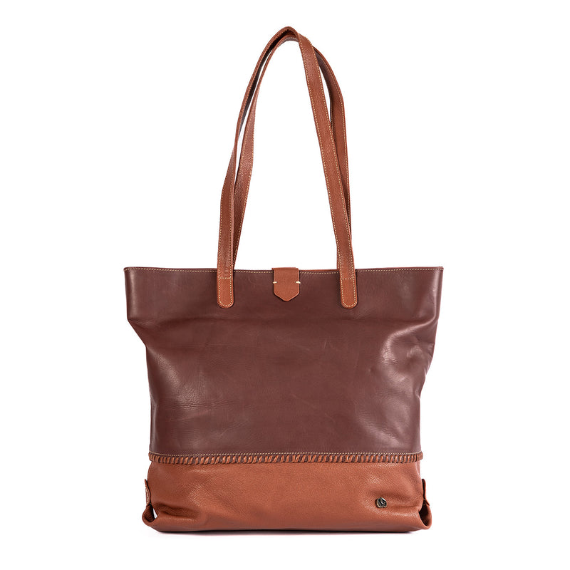 Omari : Ladies Leather Shopper Handbag in Raisin Relaxa & Suede Cayak