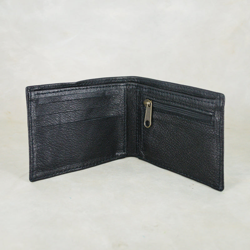 Pico : Mens Leather Wallet with Coin Compartment in Black Cayak
