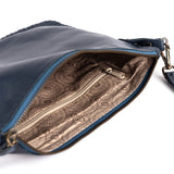 Rantu : Ladies Leather Crossbody Handbag in Denim Cayak