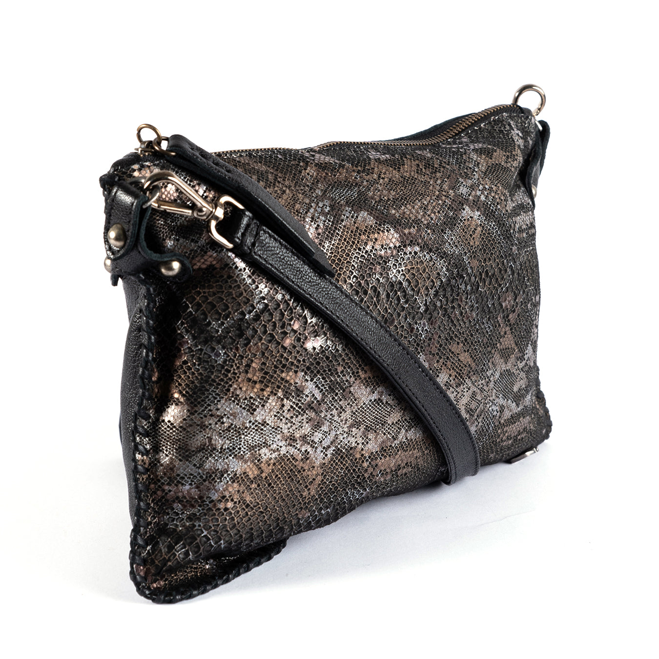 Rantu : Ladies Leather Crossbody Handbag in Nero