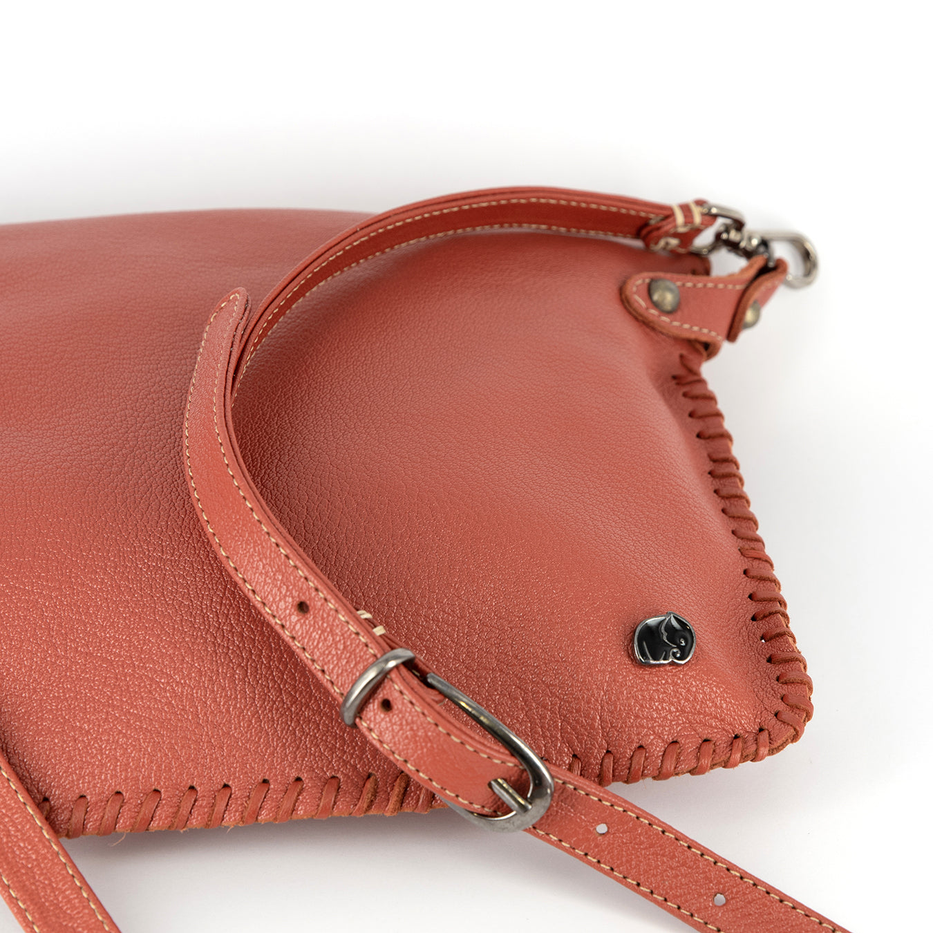 Rantu : Ladies Leather Crossbody Handbag in Burnt Orange