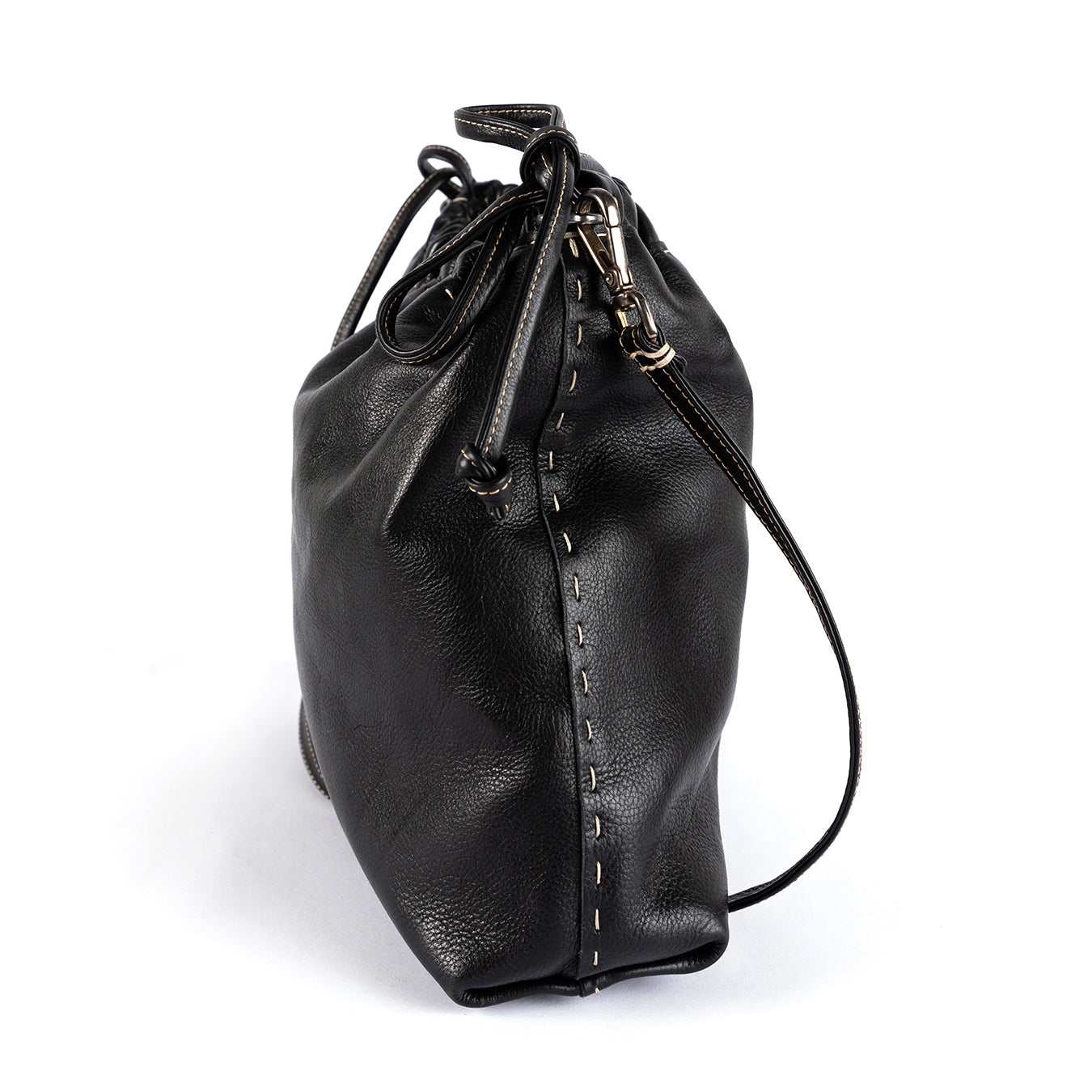 Rossa : Ladies Leather Crossbody Handbag in Black Delta