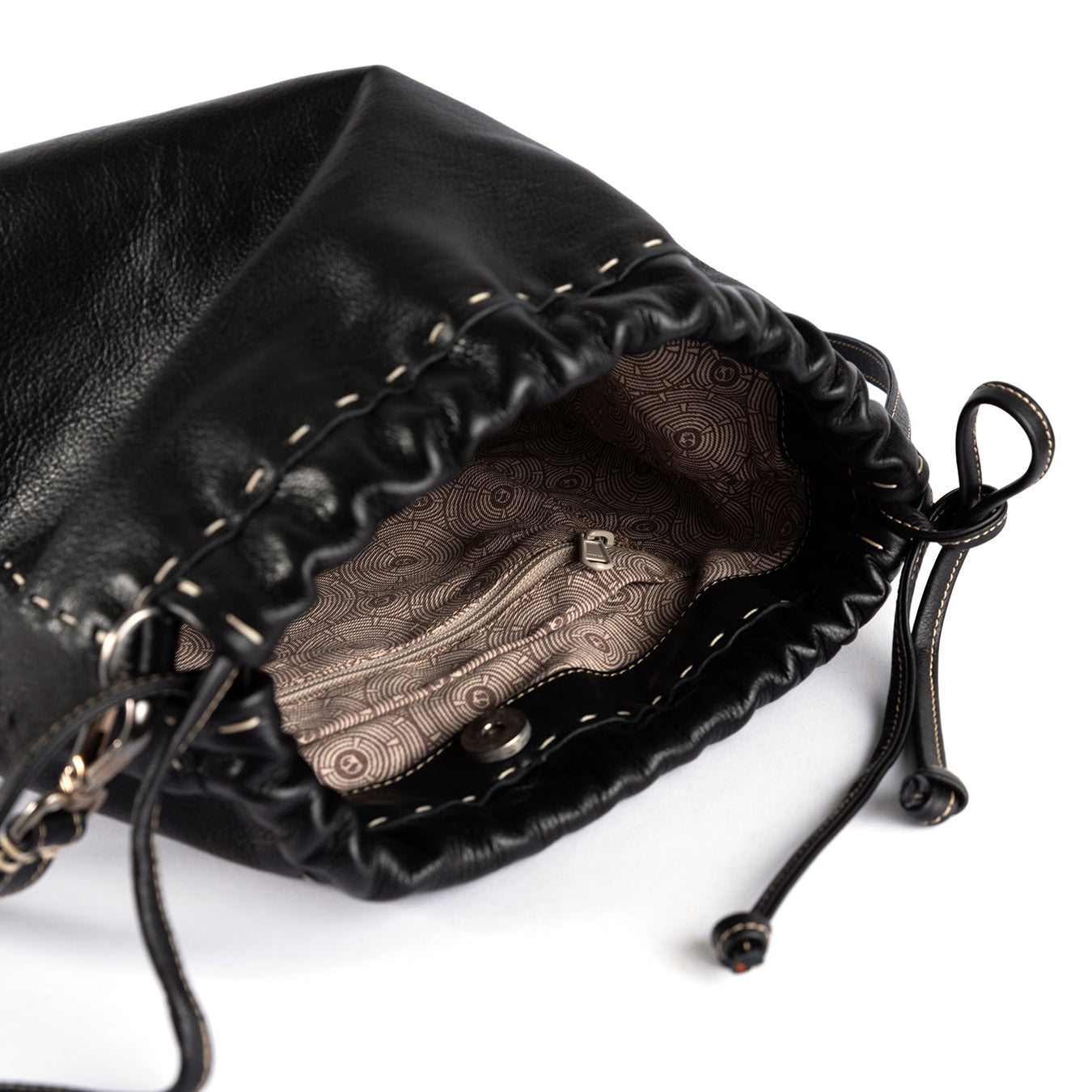 Rossa : Ladies Leather Crossbody Handbag in Black Delta