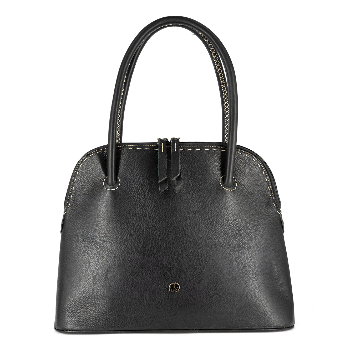 Thina : Ladies Leather Shopper Handbag in Black Delta