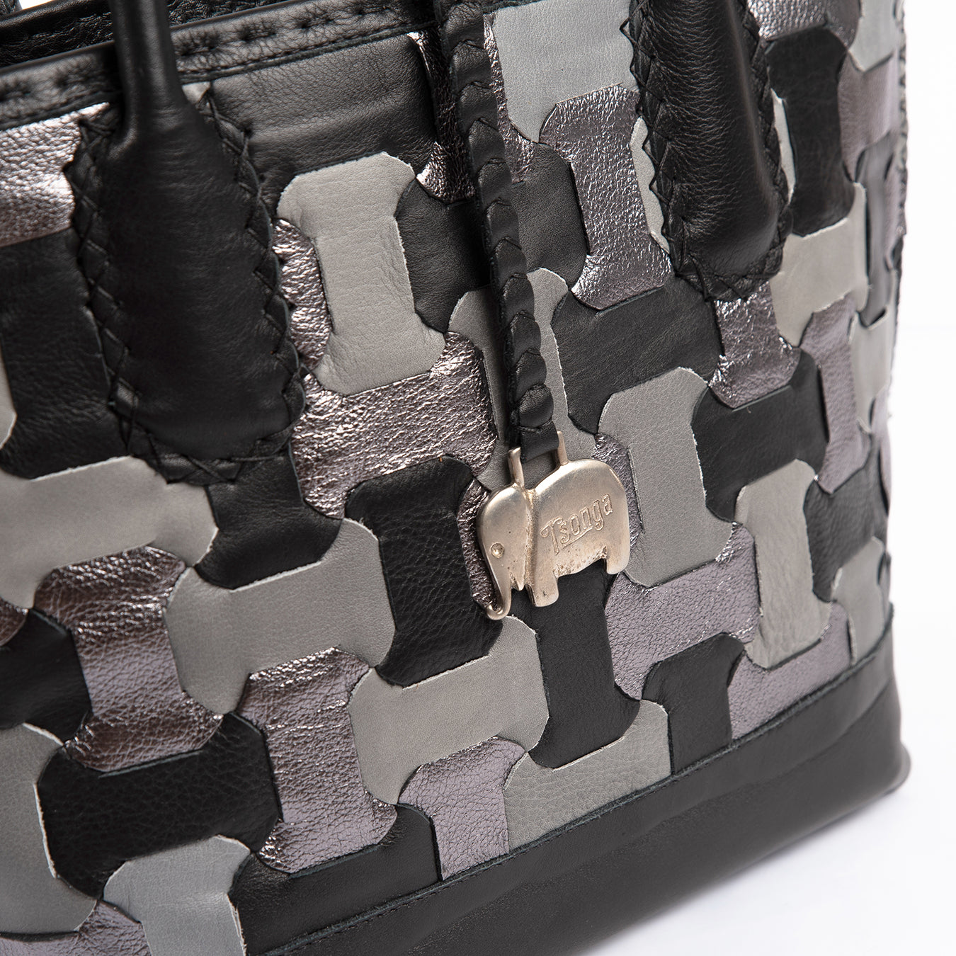 Zukisa : Ladies Leather Shopper Handbag in Black, Highrise & Anthracite