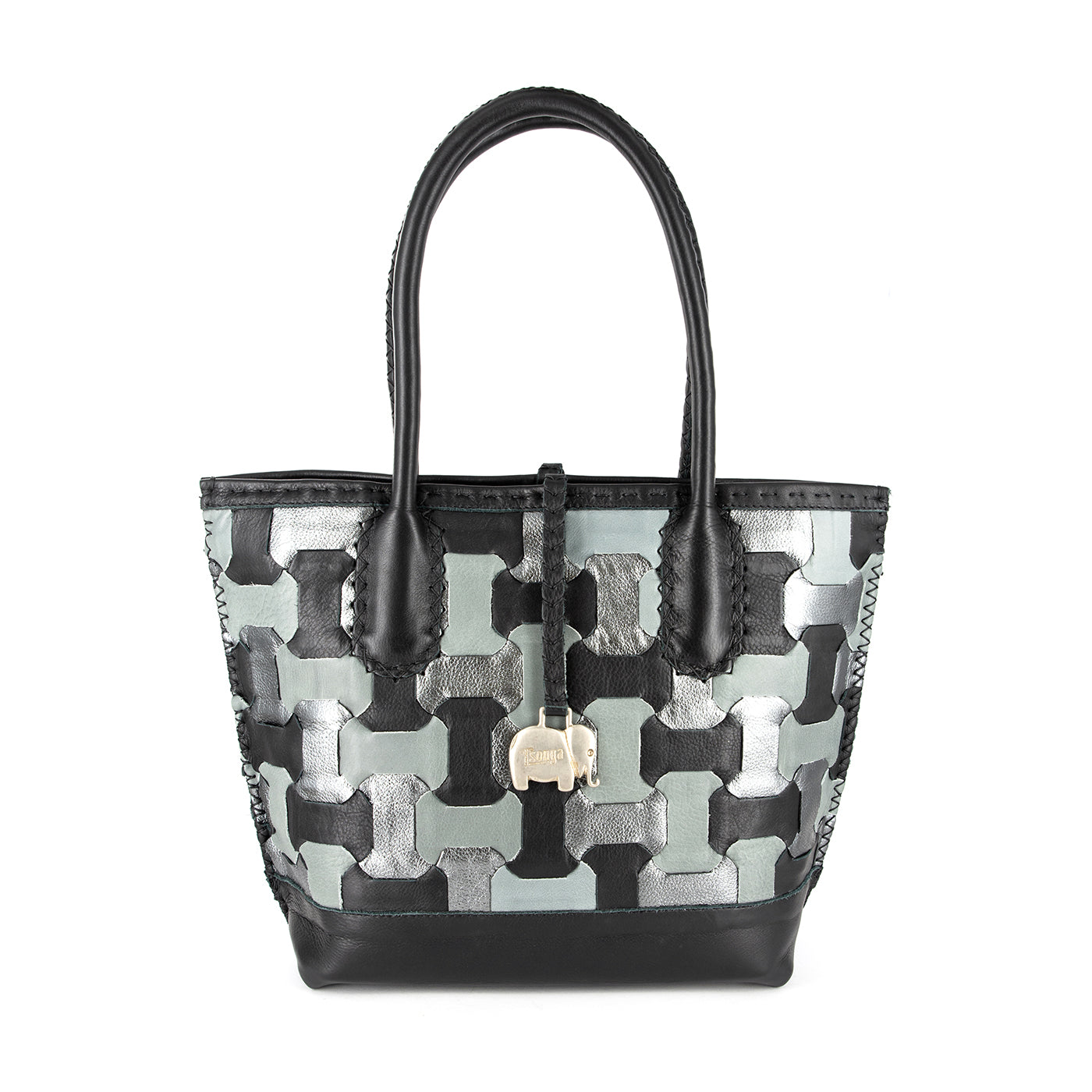 Zukisa : Ladies Leather Shopper Handbag in Black, Highrise & Anthracite